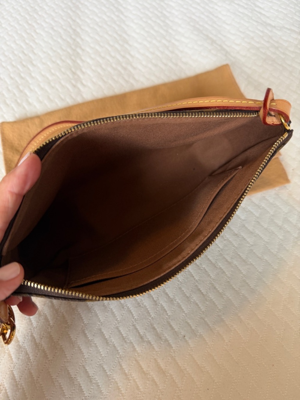 Louis Vuitton Monogram Canvas Mini Pochette in Brown and Tan - Picture 11 of 16